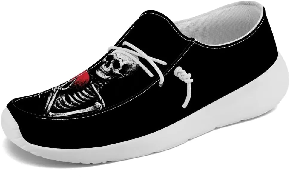 Skull Shoes for Men Loafers Black Slip-on Shoes Gifts for Men Women