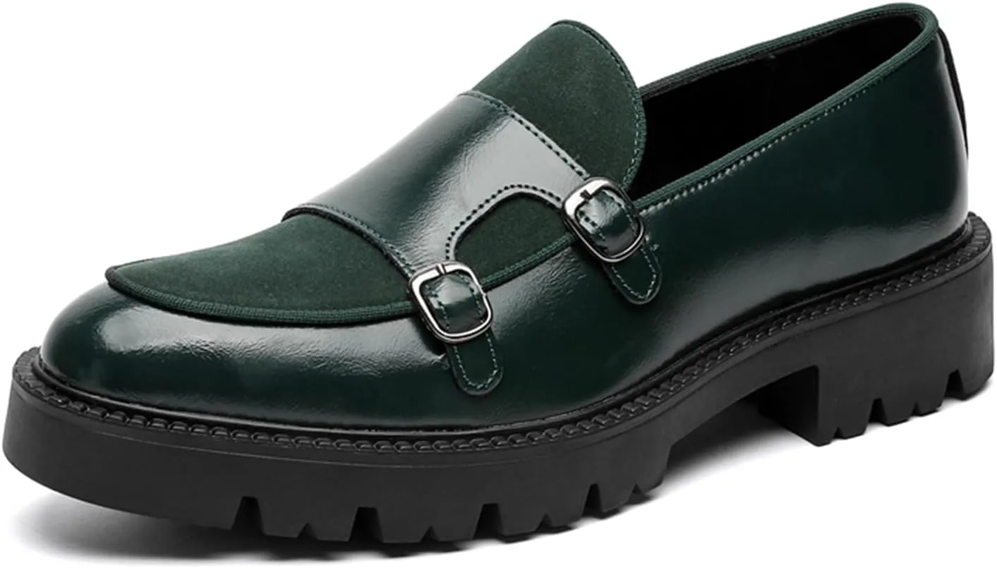 Slip on Shoes for Men, Casual Mens Loafers, Penny Loafers Dress Shoes, Monk Strap PU Leather Shoes, Pointed Toe, Non Slip Rubber
