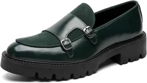 Slip on Shoes for Men, Casual Mens Loafers, Penny Loafers Dress Shoes, Monk Strap PU Leather Shoes, Pointed Toe, Non Slip Rubber