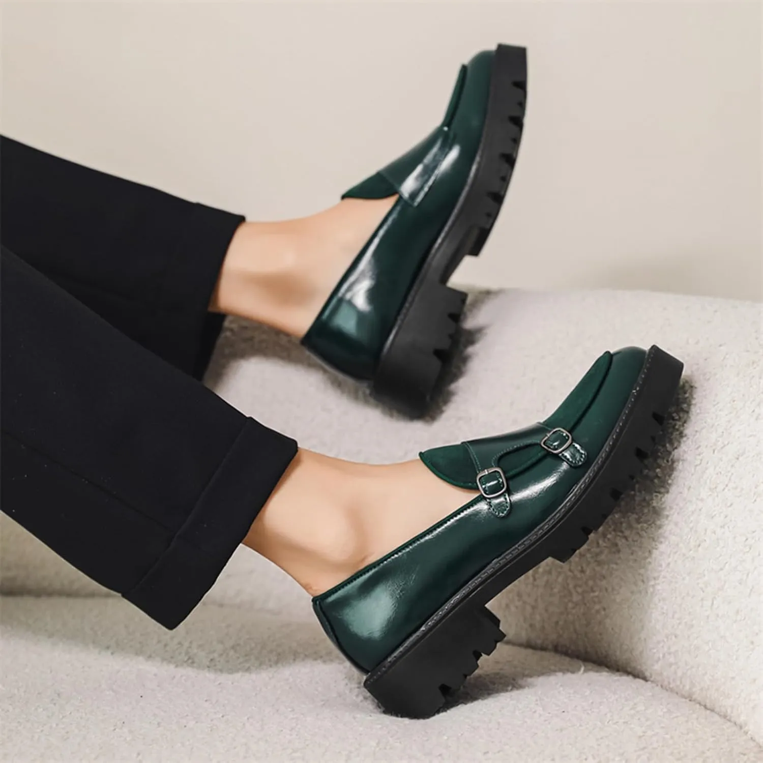 Slip on Shoes for Men, Casual Mens Loafers, Penny Loafers Dress Shoes, Monk Strap PU Leather Shoes, Pointed Toe, Non Slip Rubber