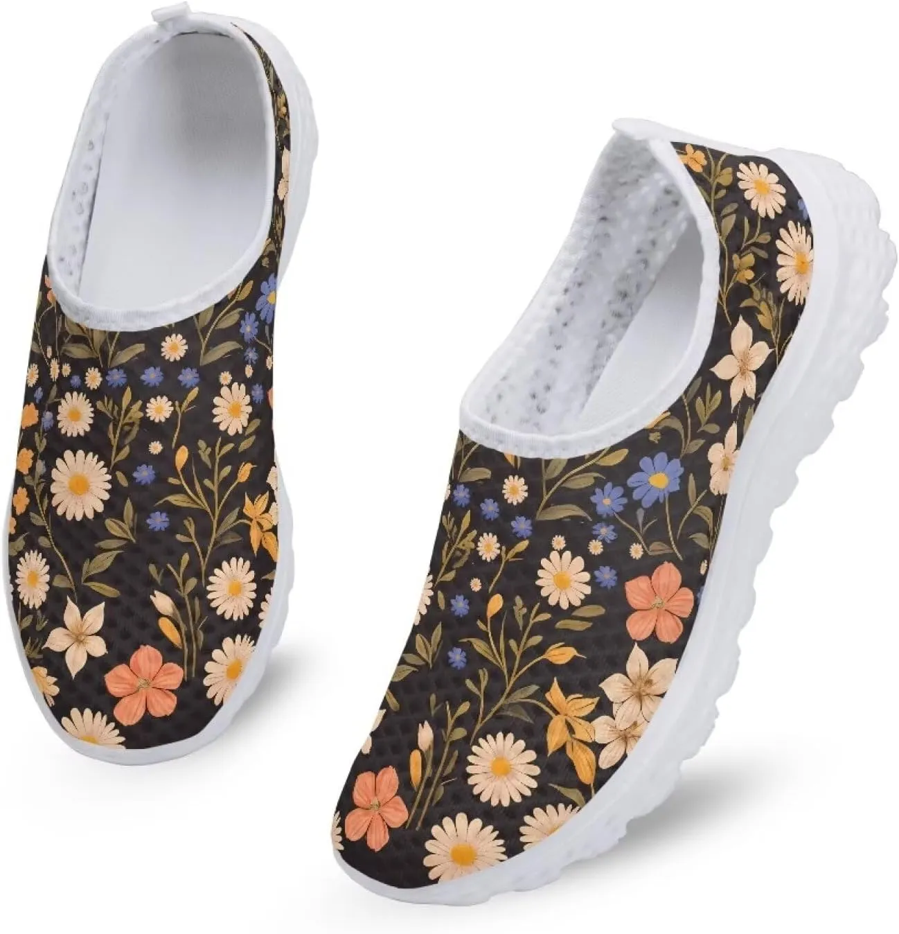 Slip On Walking Shoes for Womens Breathable Running Tennis Sneakers Comfort Anti-Slip Athletic Shoe for Travel Size 5.5-11.5 White Sole