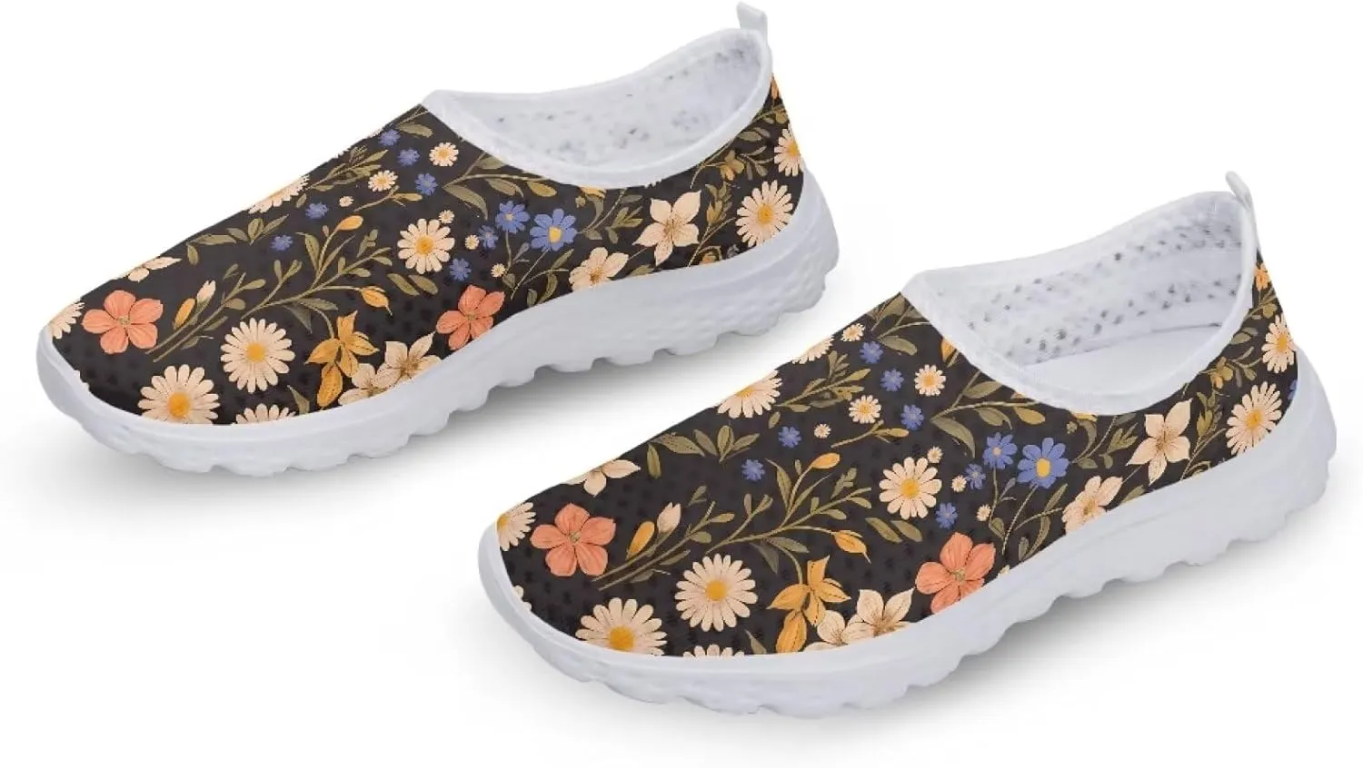 Slip On Walking Shoes for Womens Breathable Running Tennis Sneakers Comfort Anti-Slip Athletic Shoe for Travel Size 5.5-11.5 White Sole