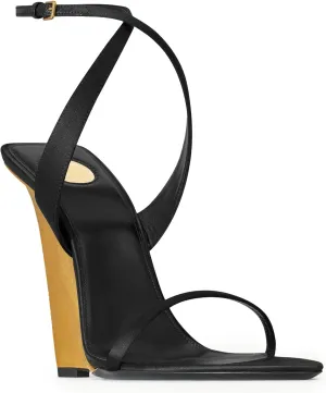 Slip On Wedge Pointed Open Toe Heels Sandals for Women Sexy Ankle Strappy Buckle Wedding Dress Shoes