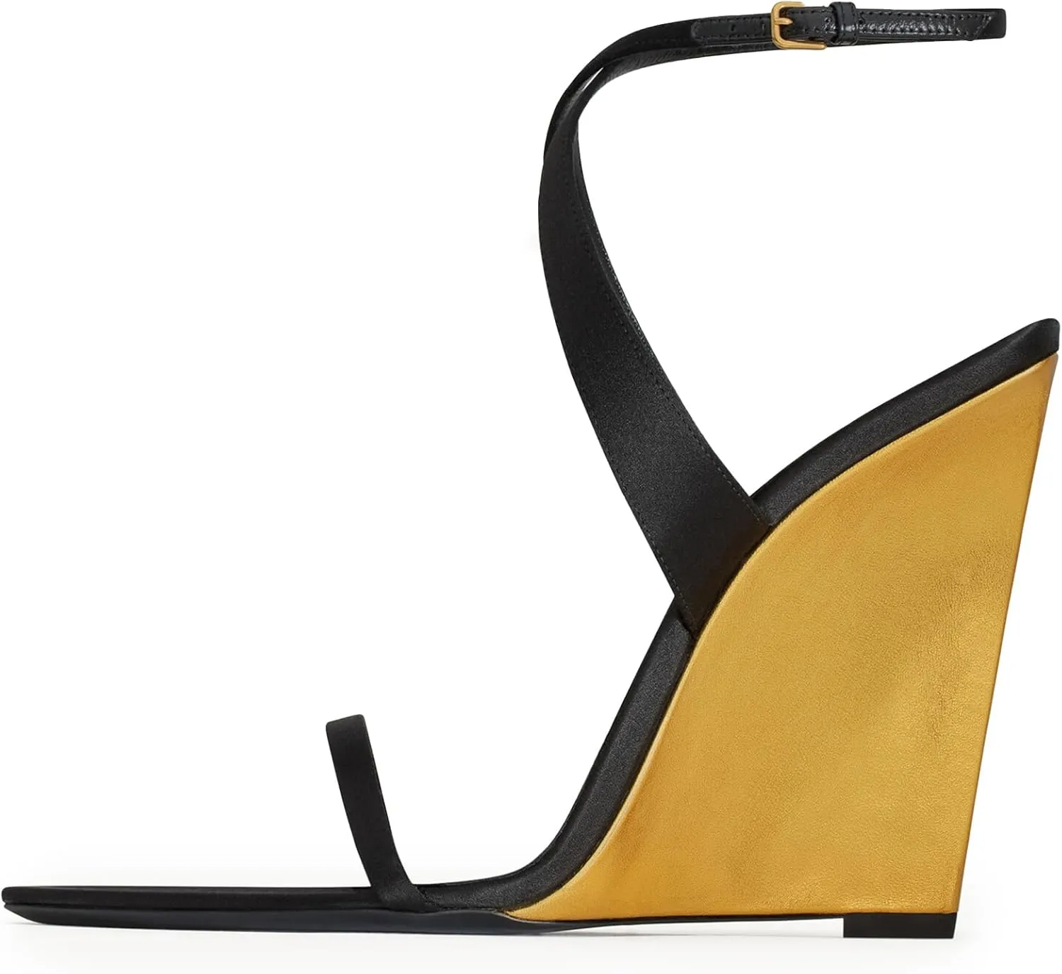 Slip On Wedge Pointed Open Toe Heels Sandals for Women Sexy Ankle Strappy Buckle Wedding Dress Shoes