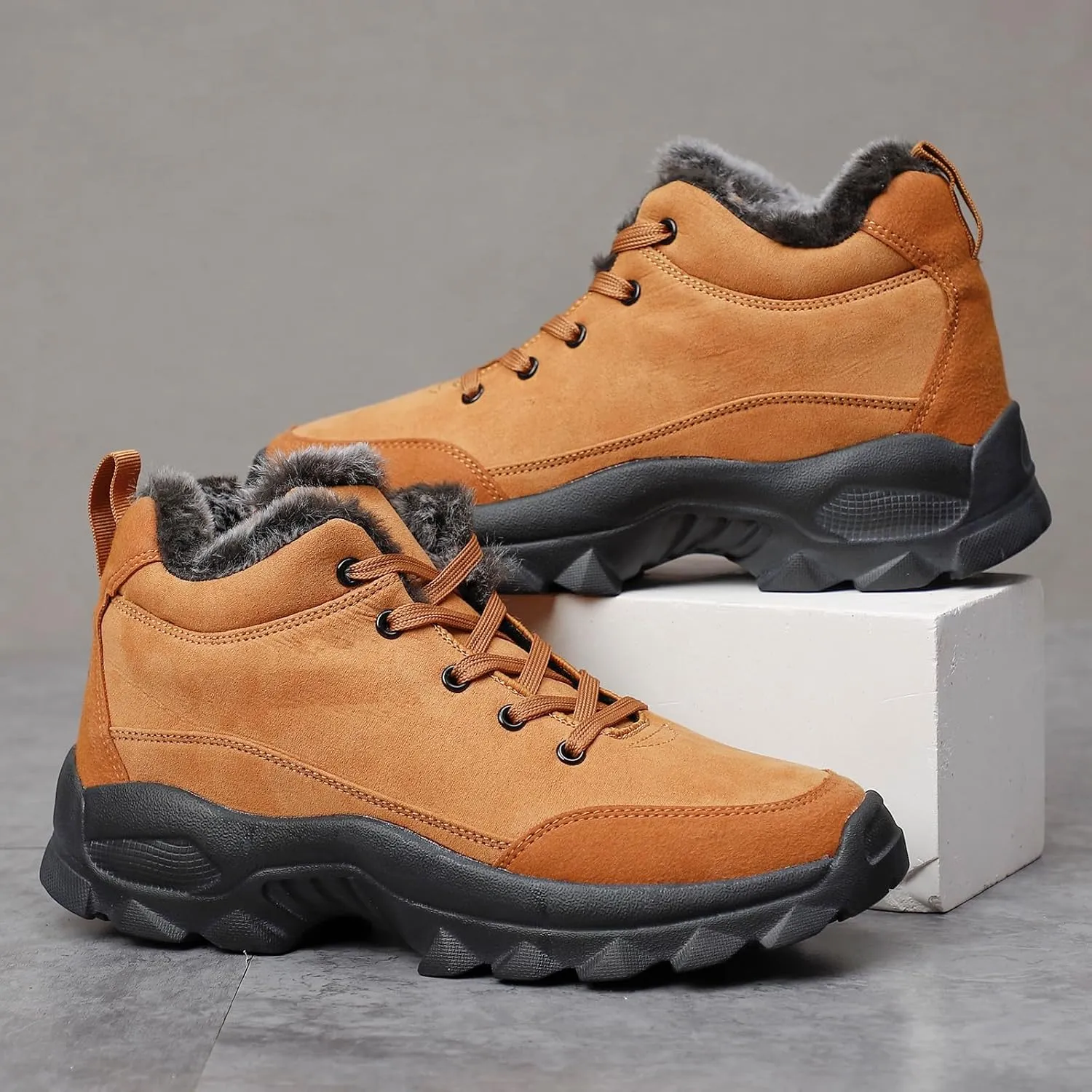 SNEKARMIN Men Snow Boots Outdoor Shoes For Male Thick Sole Sneakers for Men Winter Shoes Botines Tenis Keep Warm Fluff Mens Ankle Boots