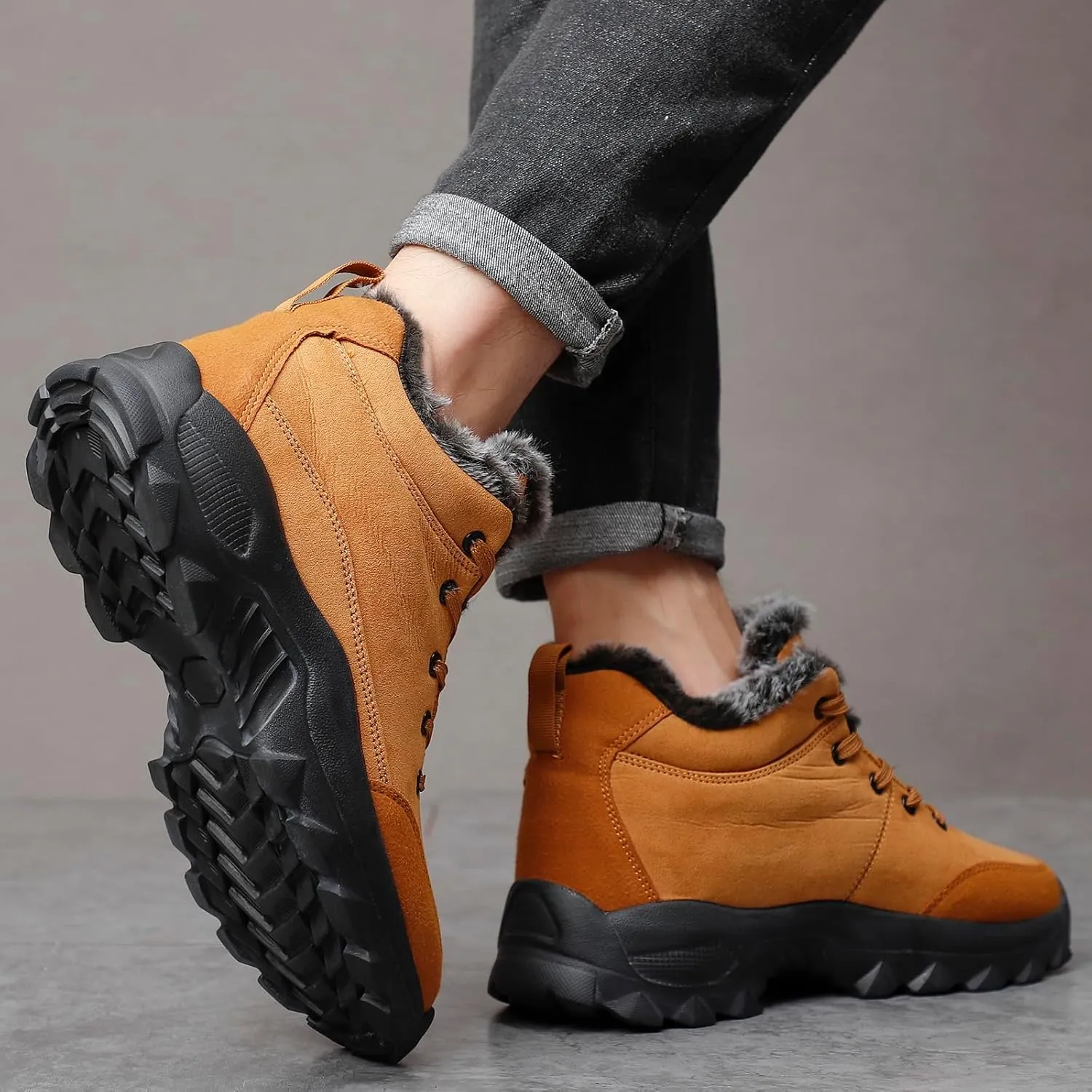 SNEKARMIN Men Snow Boots Outdoor Shoes For Male Thick Sole Sneakers for Men Winter Shoes Botines Tenis Keep Warm Fluff Mens Ankle Boots
