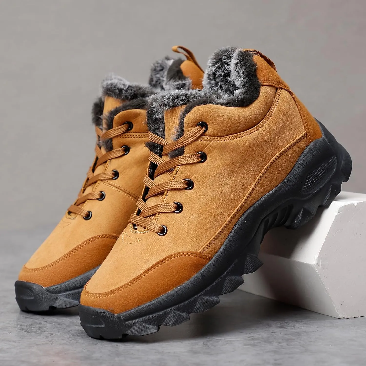 SNEKARMIN Men Snow Boots Outdoor Shoes For Male Thick Sole Sneakers for Men Winter Shoes Botines Tenis Keep Warm Fluff Mens Ankle Boots