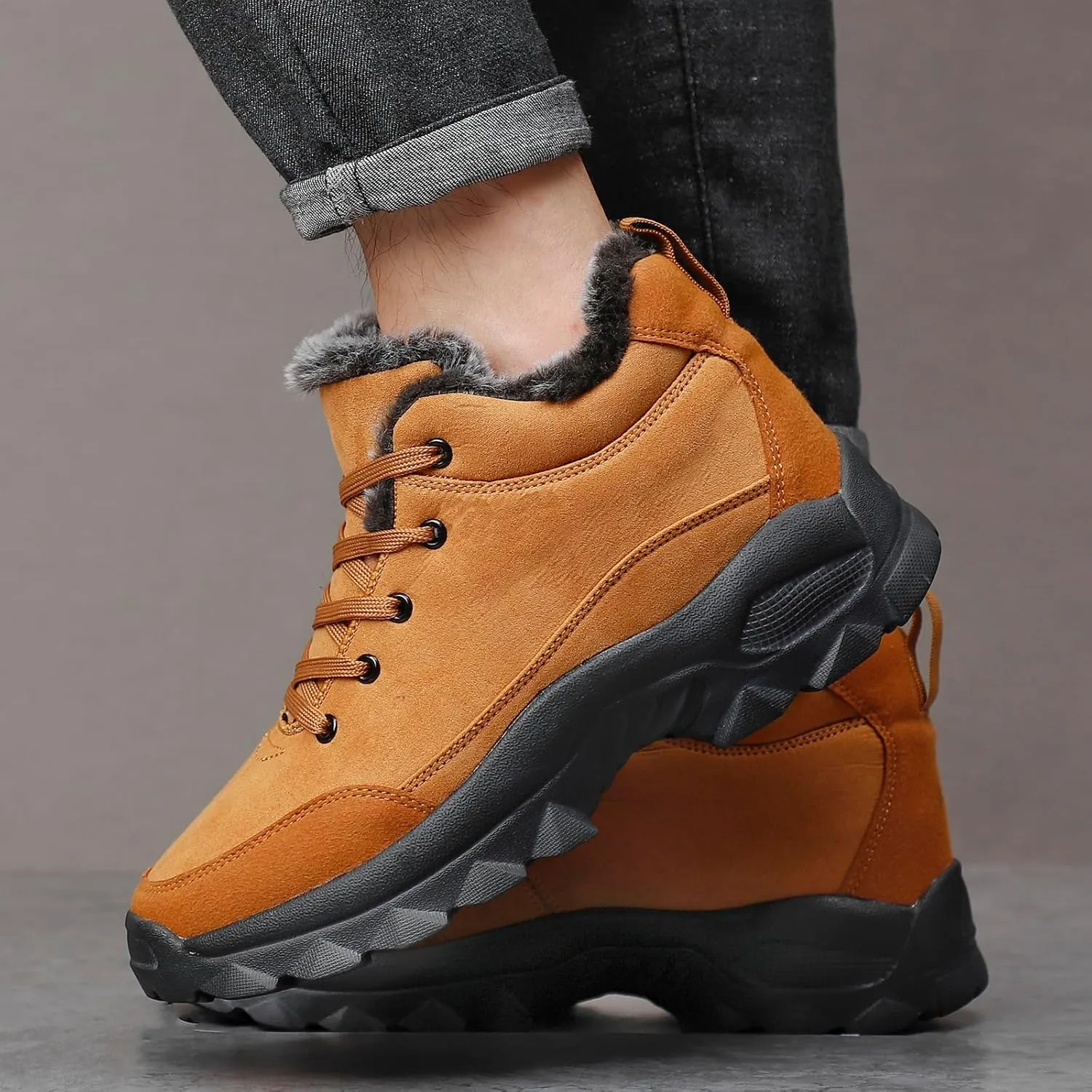 SNEKARMIN Men Snow Boots Outdoor Shoes For Male Thick Sole Sneakers for Men Winter Shoes Botines Tenis Keep Warm Fluff Mens Ankle Boots
