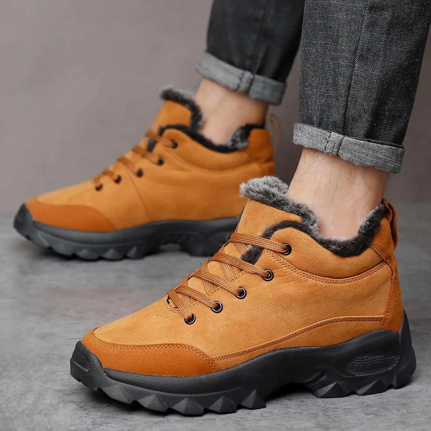 SNEKARMIN Men Snow Boots Outdoor Shoes For Male Thick Sole Sneakers for Men Winter Shoes Botines Tenis Keep Warm Fluff Mens Ankle Boots