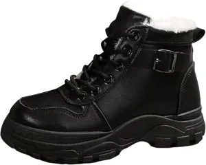 Snow Ankle Boots For Men Fu𝐫 Lined Non-Slip Hiking Boots Women 𝐖aterproof Winter Walking Shoes For Men