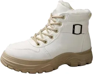 Snow Ankle Boots For Men Fu𝐫 Lined Non-Slip Hiking Boots Women 𝐖aterproof Winter Walking Shoes For Men