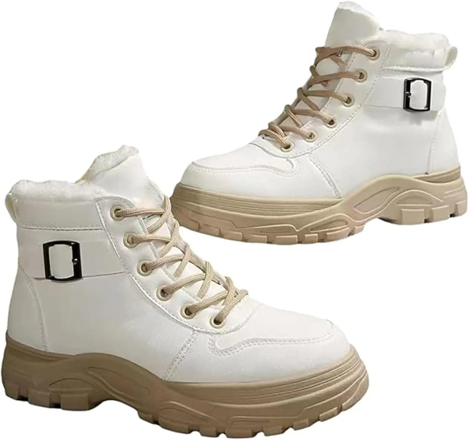 Snow Ankle Boots For Men Fu𝐫 Lined Non-Slip Hiking Boots Women 𝐖aterproof Winter Walking Shoes For Men