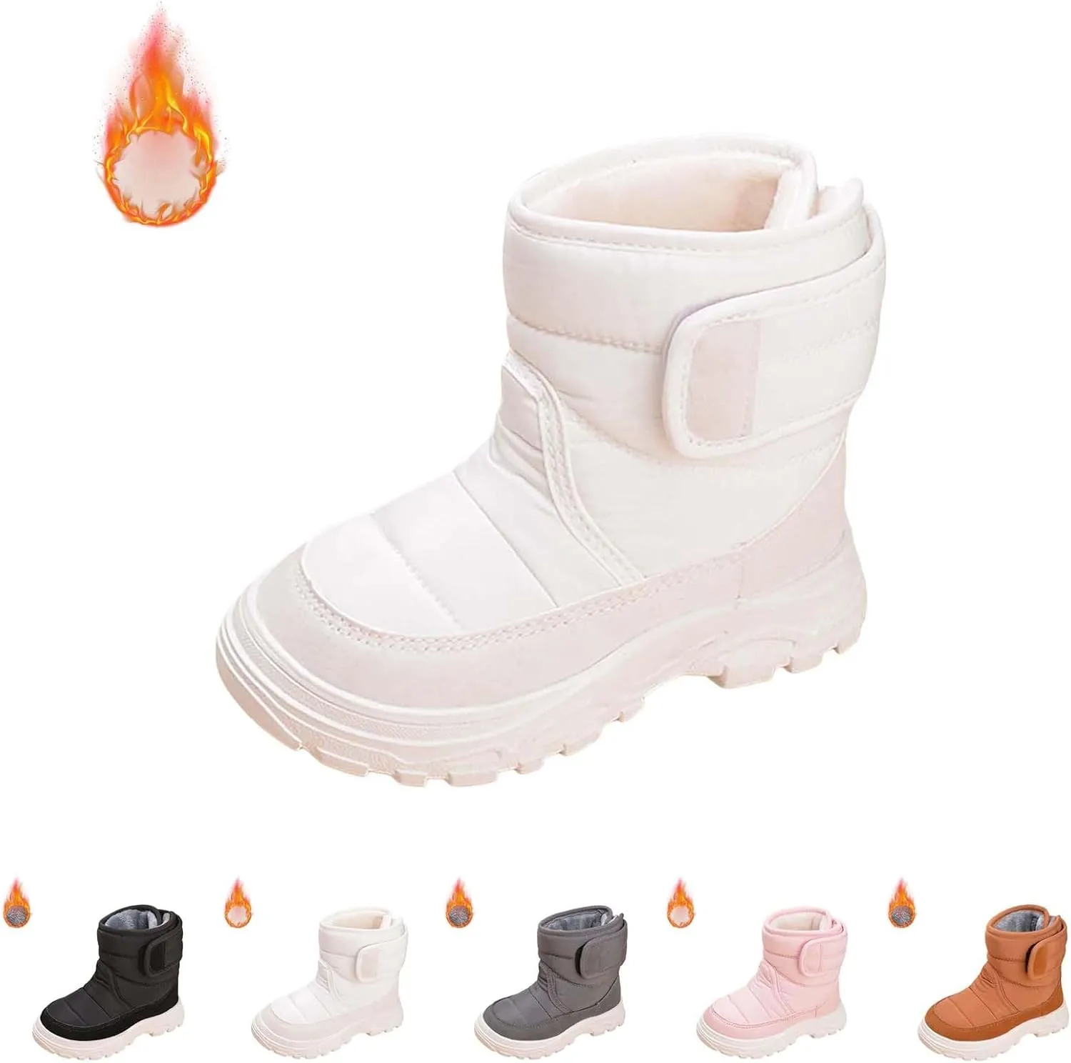 Snow Boots for Kids Boys Girls Winter High Top Non-Slip Shoes Cold Weather Faux F𝘂r Lined Outdoor Sport Sneaker