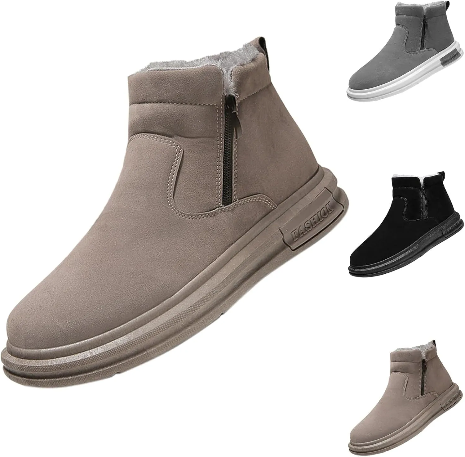 Snow Boots for Men Winter Warm Plush Lined Ankle Booties Waterproof Slip On Shoes Insulated Non Slip Boots Outdoor