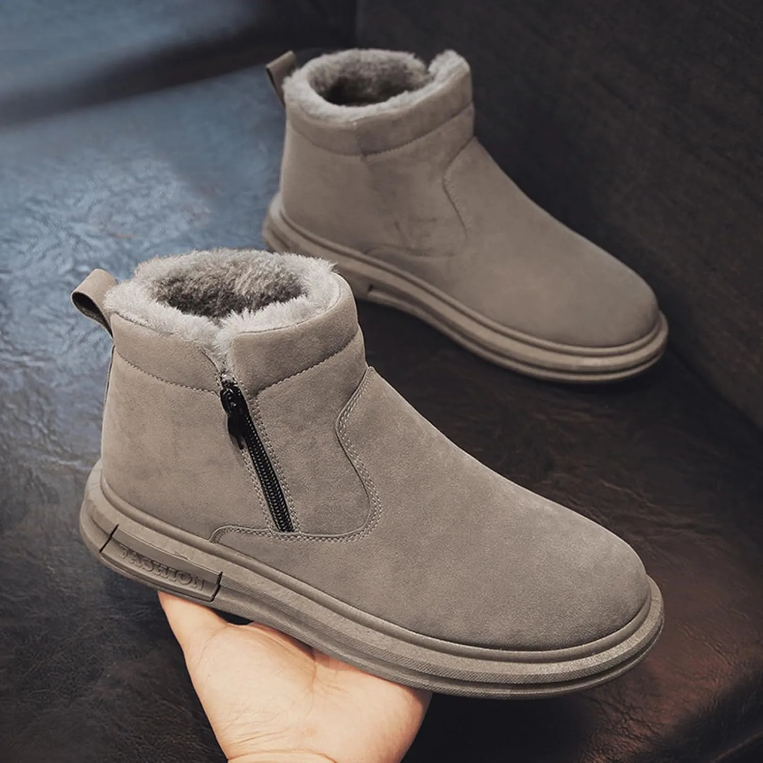 Snow Boots for Men Winter Warm Plush Lined Ankle Booties Waterproof Slip On Shoes Insulated Non Slip Boots Outdoor