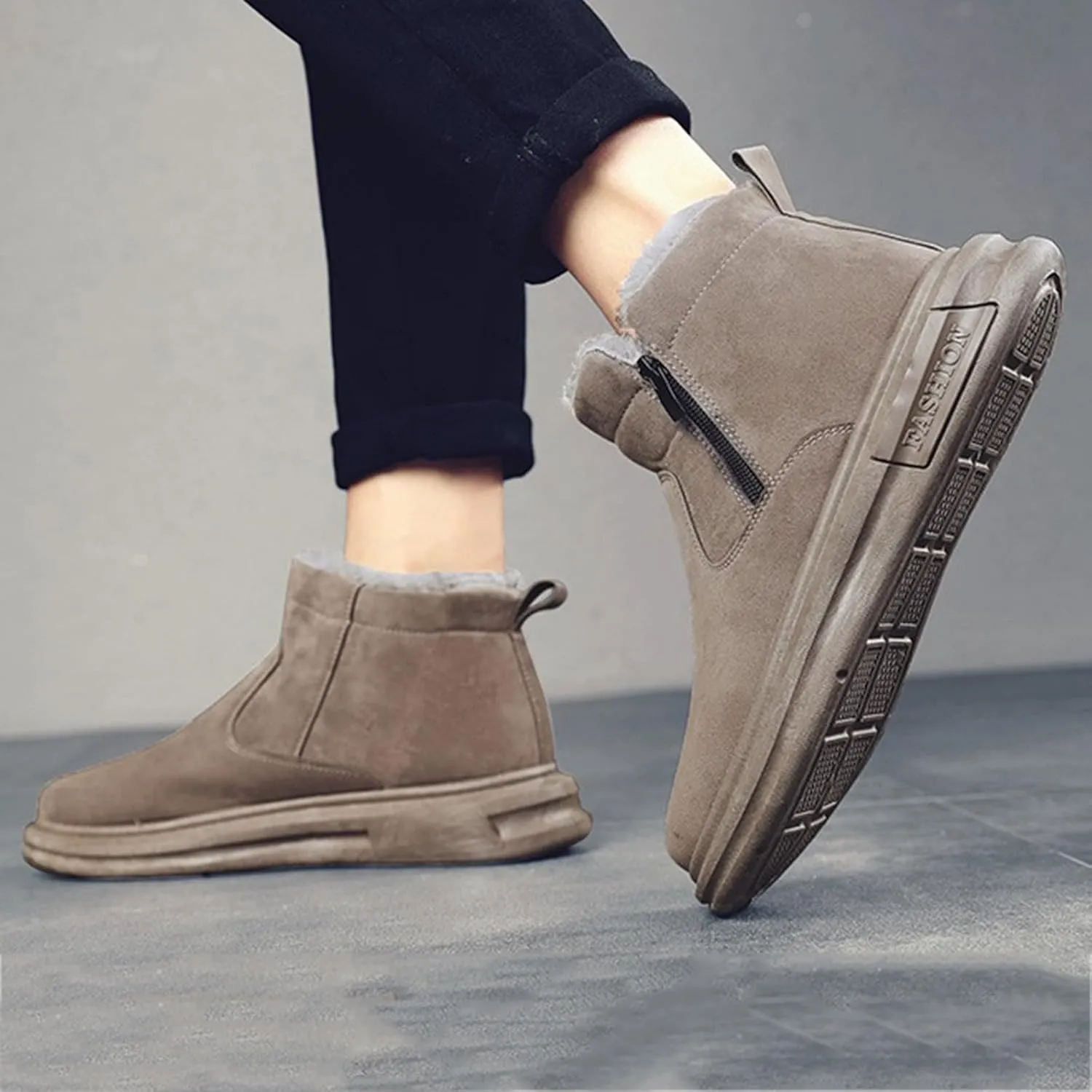 Snow Boots for Men Winter Warm Plush Lined Ankle Booties Waterproof Slip On Shoes Insulated Non Slip Boots Outdoor
