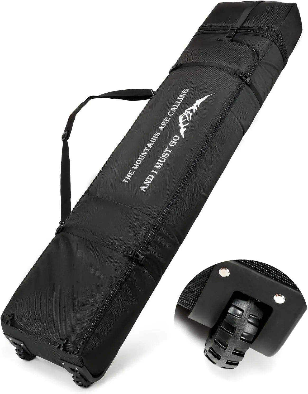 Snowboard Bag with Wheels - Snowboard Bag for Air Travel, Adjustable Length Up to 175 cm for Boots, Gloves, Skis & Accessories