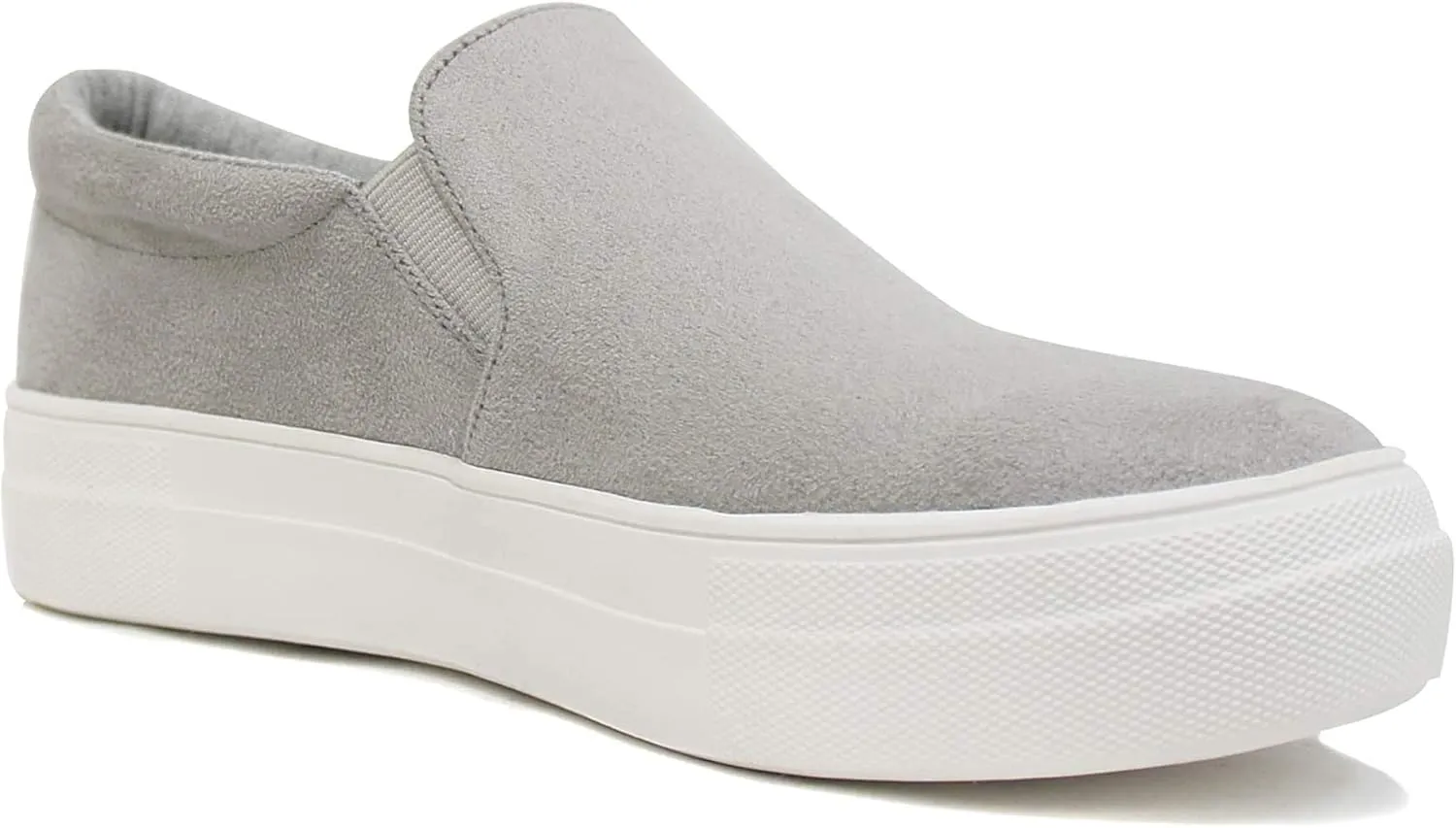 Soda Flat Women Shoes Slip On Loafers Casual Sneakers Memory Foam Insoles Hidden Platform/Flatform Round Toe Hike-G Gray 7.5