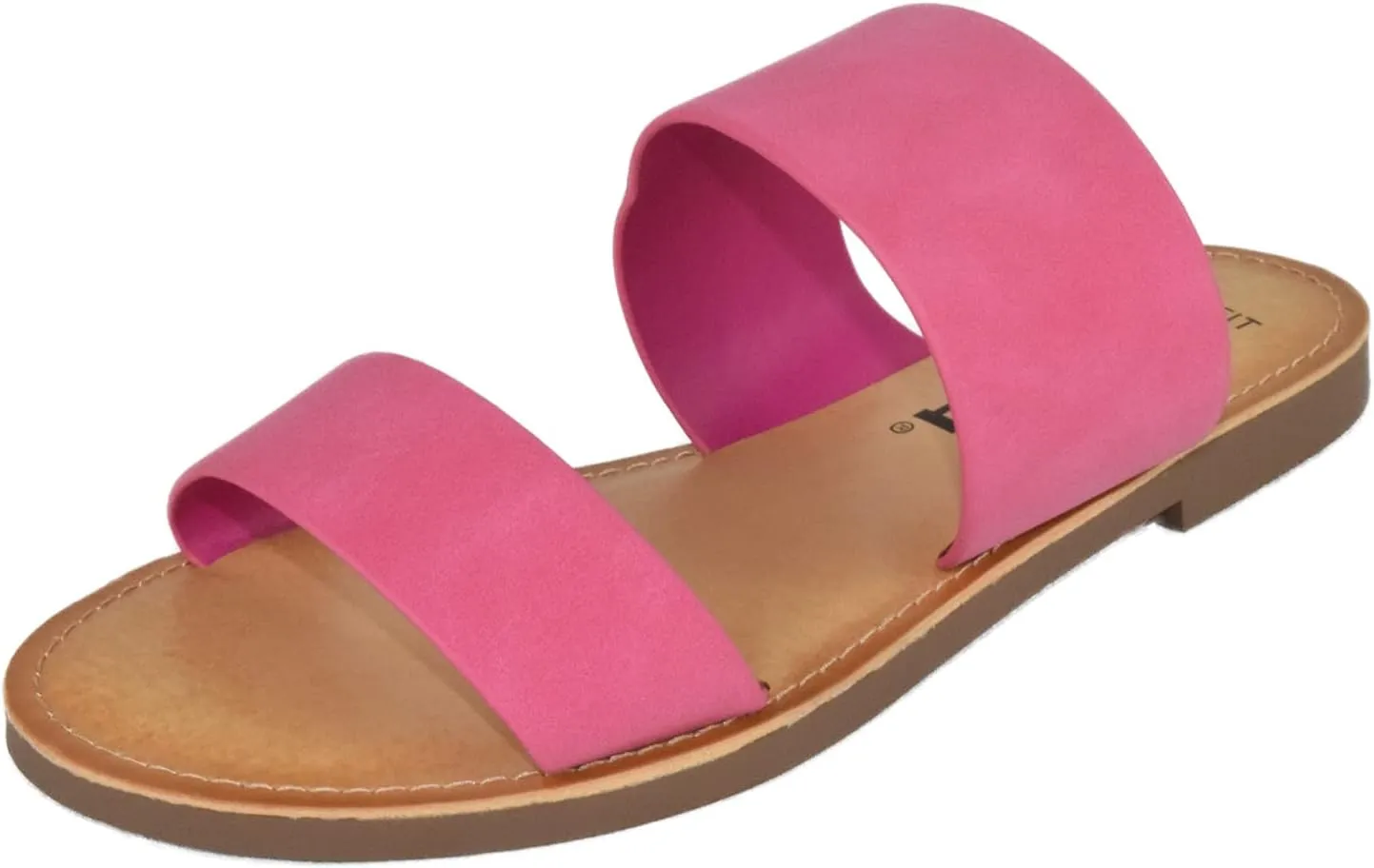 Soda Shoes Women's Sandals Double Strap Flip Flops Slides Wide Fit W-Abbey