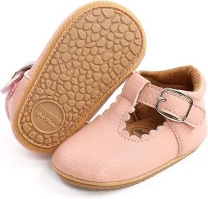 SOFMUO Baby Boys Girls Lace Up Leather Sneakers Soft Rubber Sole Infant Moccasins Newborn Oxford Loafers Anti-Slip Toddler Wedding Uniform Dress Shoes