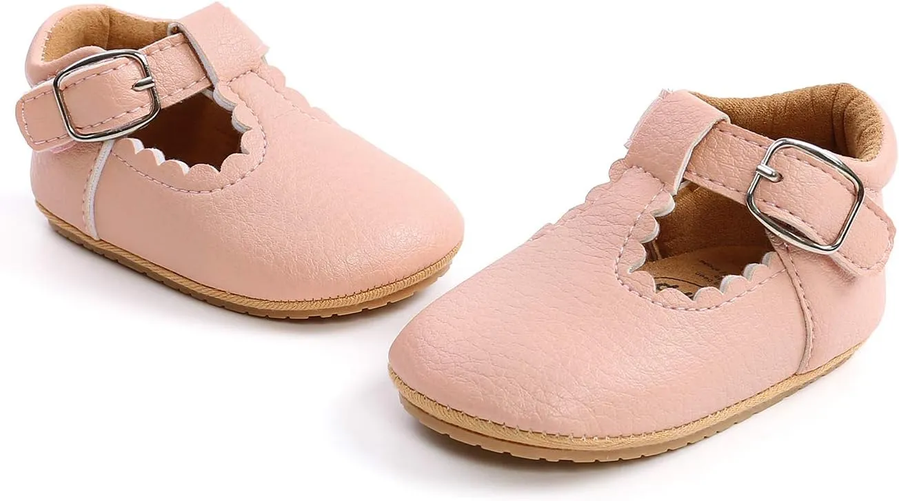 SOFMUO Baby Boys Girls Lace Up Leather Sneakers Soft Rubber Sole Infant Moccasins Newborn Oxford Loafers Anti-Slip Toddler Wedding Uniform Dress Shoes