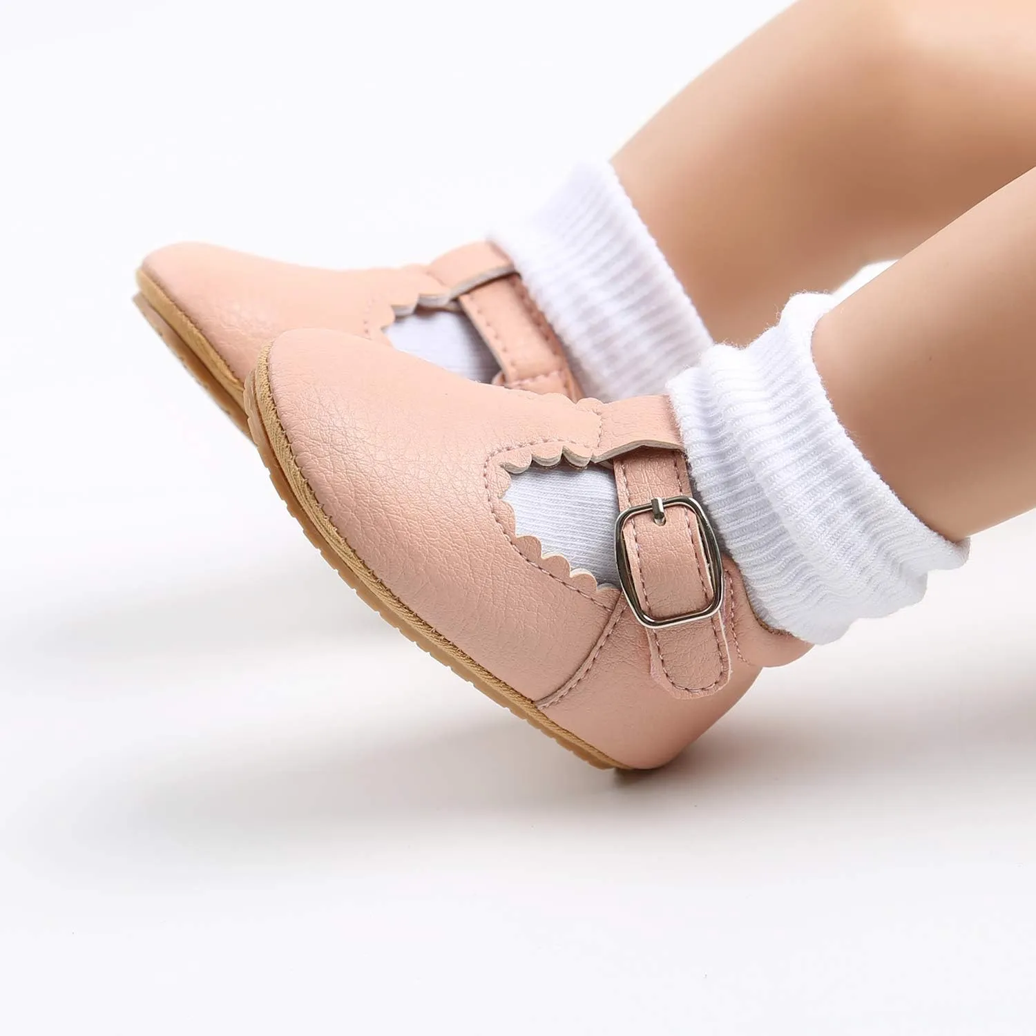 SOFMUO Baby Boys Girls Lace Up Leather Sneakers Soft Rubber Sole Infant Moccasins Newborn Oxford Loafers Anti-Slip Toddler Wedding Uniform Dress Shoes