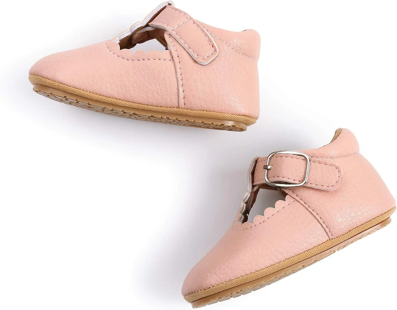 SOFMUO Baby Boys Girls Lace Up Leather Sneakers Soft Rubber Sole Infant Moccasins Newborn Oxford Loafers Anti-Slip Toddler Wedding Uniform Dress Shoes