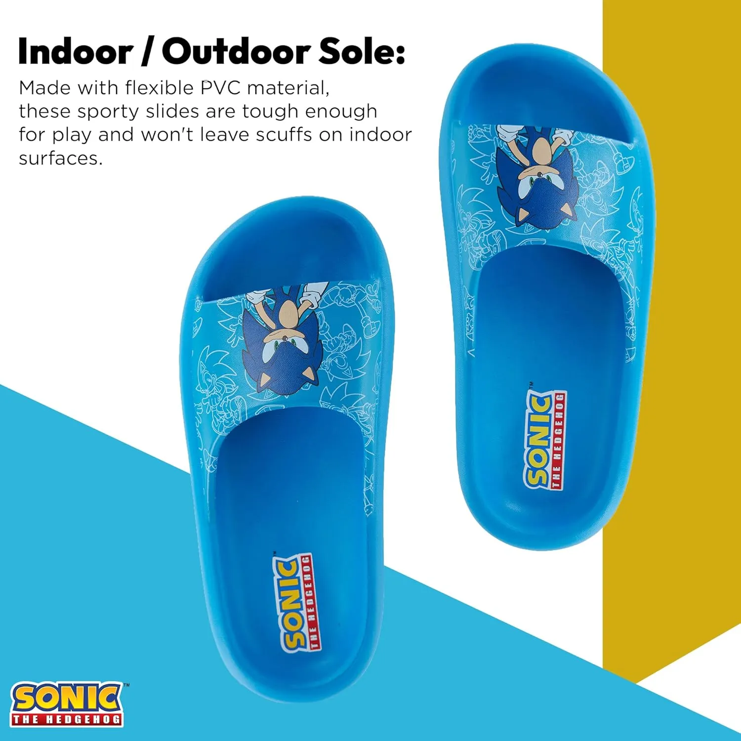 Sonic the Hedgehog Mens Slides - Sonic Comfort Foam Slides with Back - Sponic, Tails, Knuckles and Shadow Slide Sandals