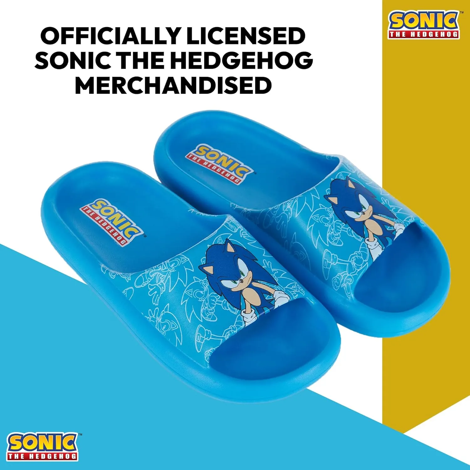 Sonic the Hedgehog Mens Slides - Sonic Comfort Foam Slides with Back - Sponic, Tails, Knuckles and Shadow Slide Sandals