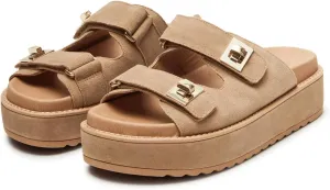 SOVANYOU Platform Sandals for Women Comfortable Summer Beach Sandal Slip on Platform Slides Double Buckle Casual Vacation Shoes
