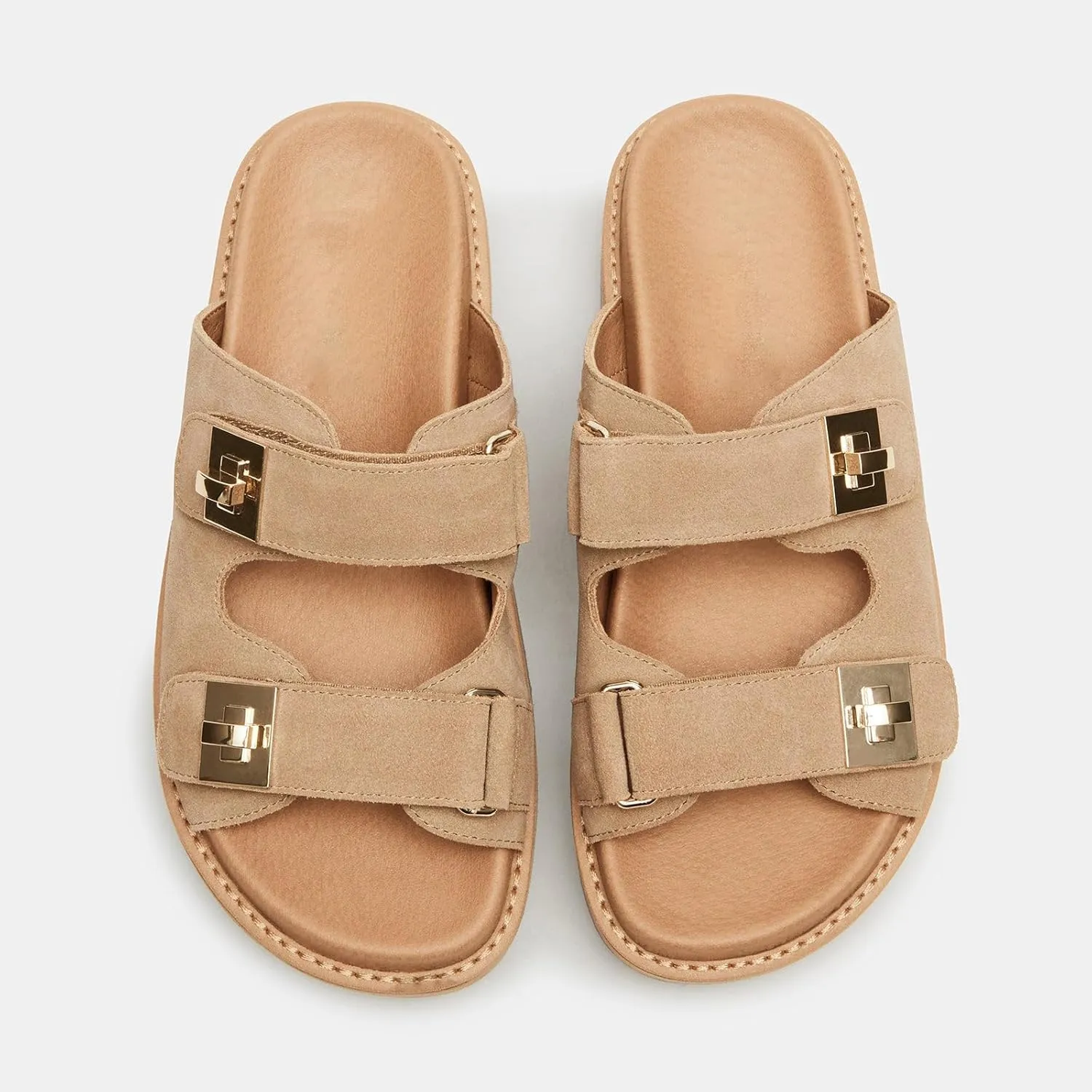 SOVANYOU Platform Sandals for Women Comfortable Summer Beach Sandal Slip on Platform Slides Double Buckle Casual Vacation Shoes