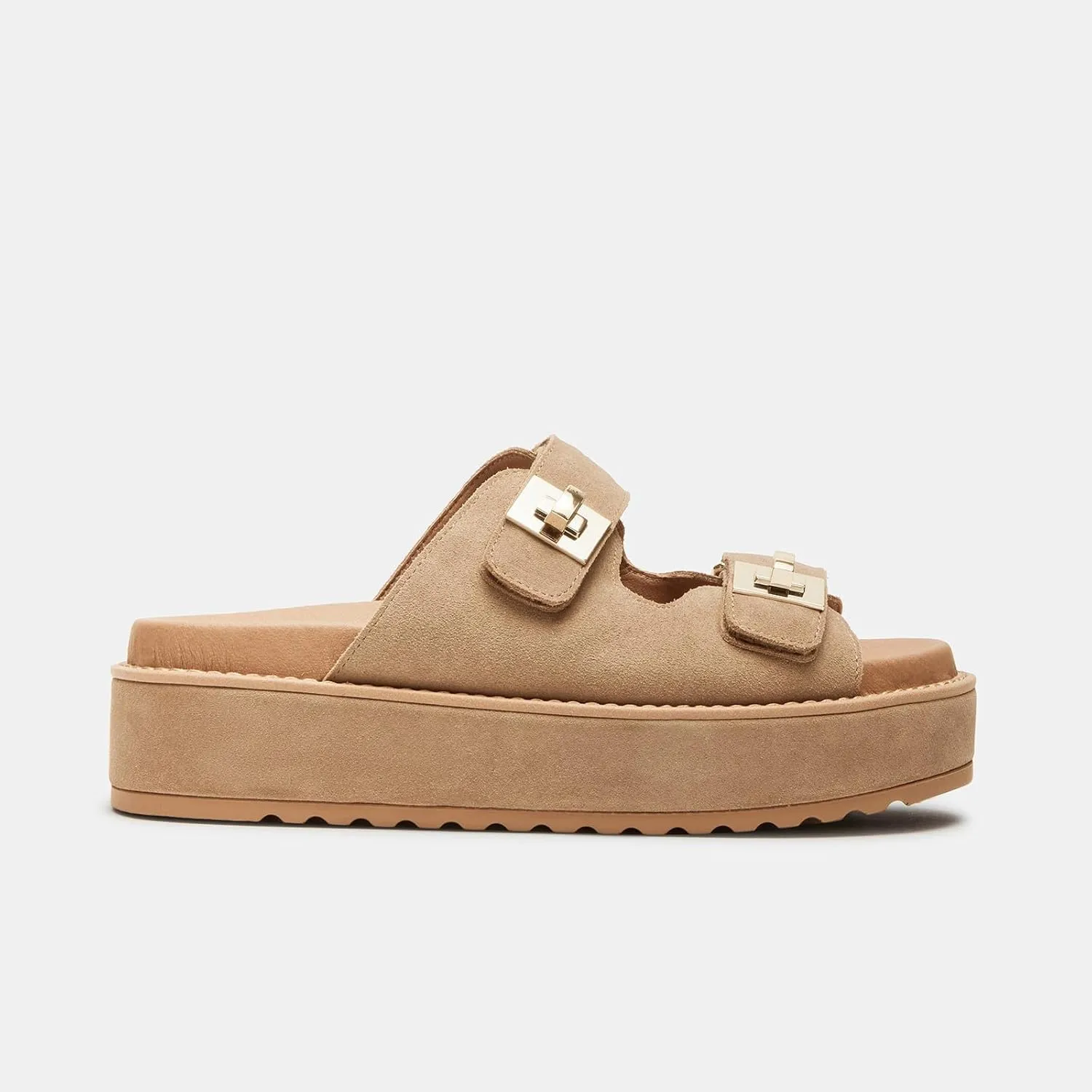 SOVANYOU Platform Sandals for Women Comfortable Summer Beach Sandal Slip on Platform Slides Double Buckle Casual Vacation Shoes