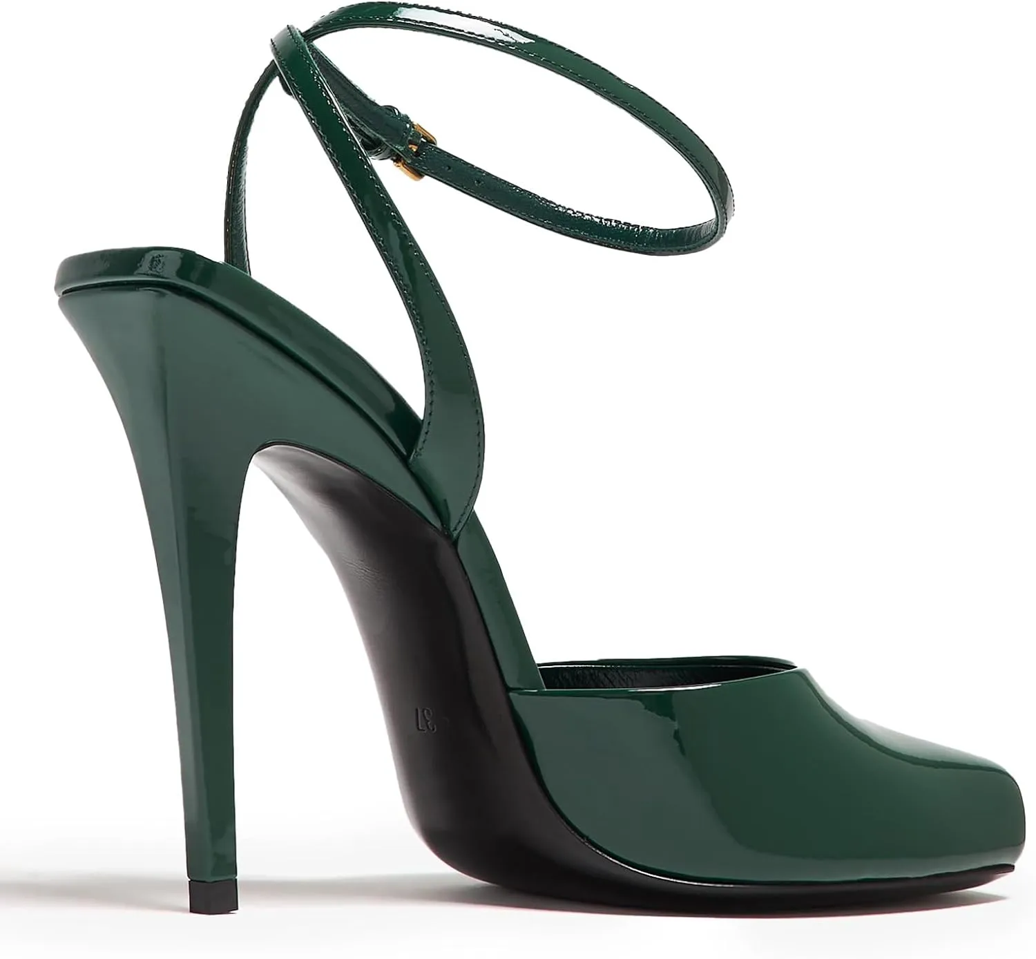 Square Open Toe Heeled Sandals for Women Patent Leather Stiletto High Heels Peep Toe Ankle Strap Backless Pumps Fashion Casual Dressy Party Shoes