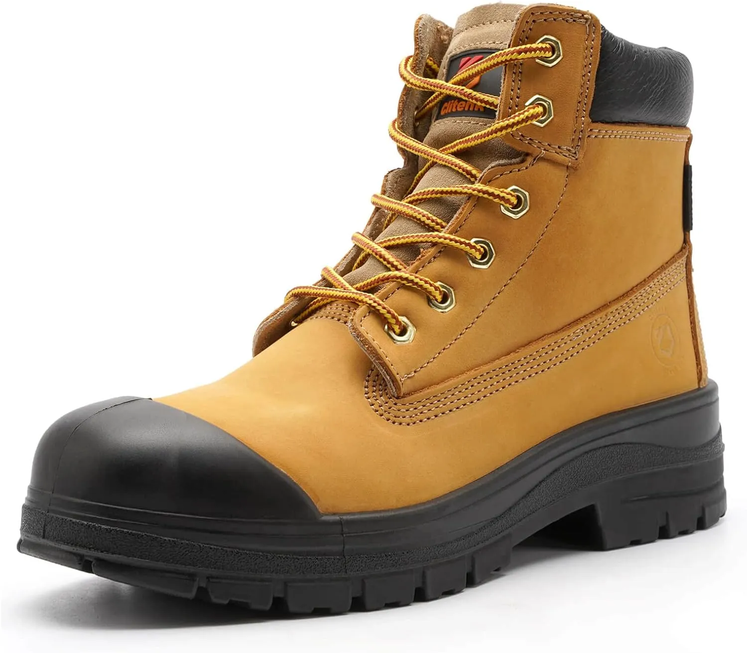 Steel Toe Boots for Men Waterproof, 6" Oiled Full Grain Leather Slip on Work Boots, Non-Slip, Puncture-Proof, Breathable, Comfortable Outdoor Lightweight Mens Work Boots