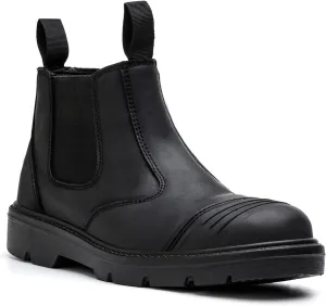 Steel Toe Boots for Men Waterproof, 6" Oiled Full Grain Leather Slip on Work Boots, Non-Slip, Puncture-Proof, Breathable, Comfortable Outdoor Lightweight Mens Work Boots