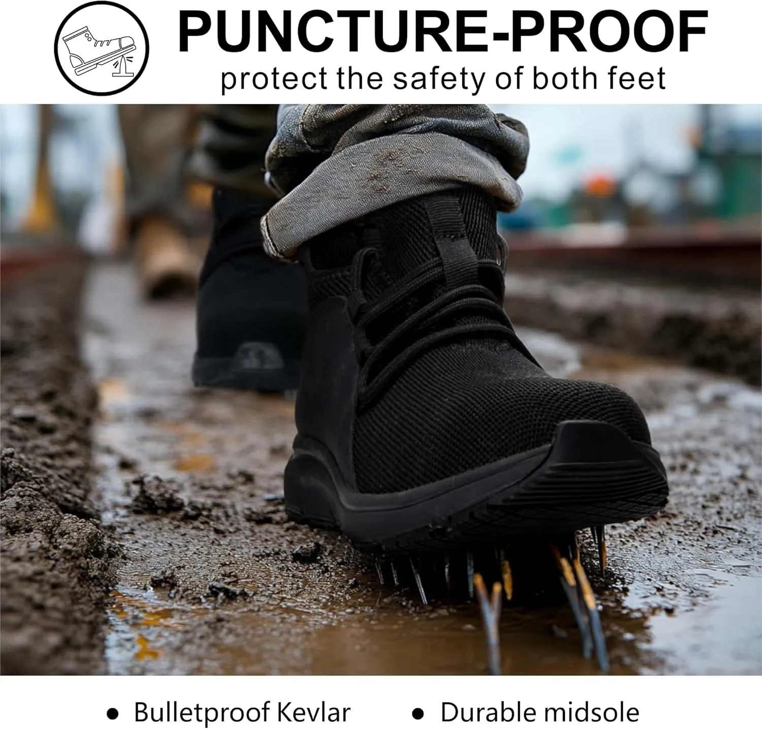 Steel Toe Non Slip Work Shoes for Men Women丨Waterproof Lightweight Safety Sneakers