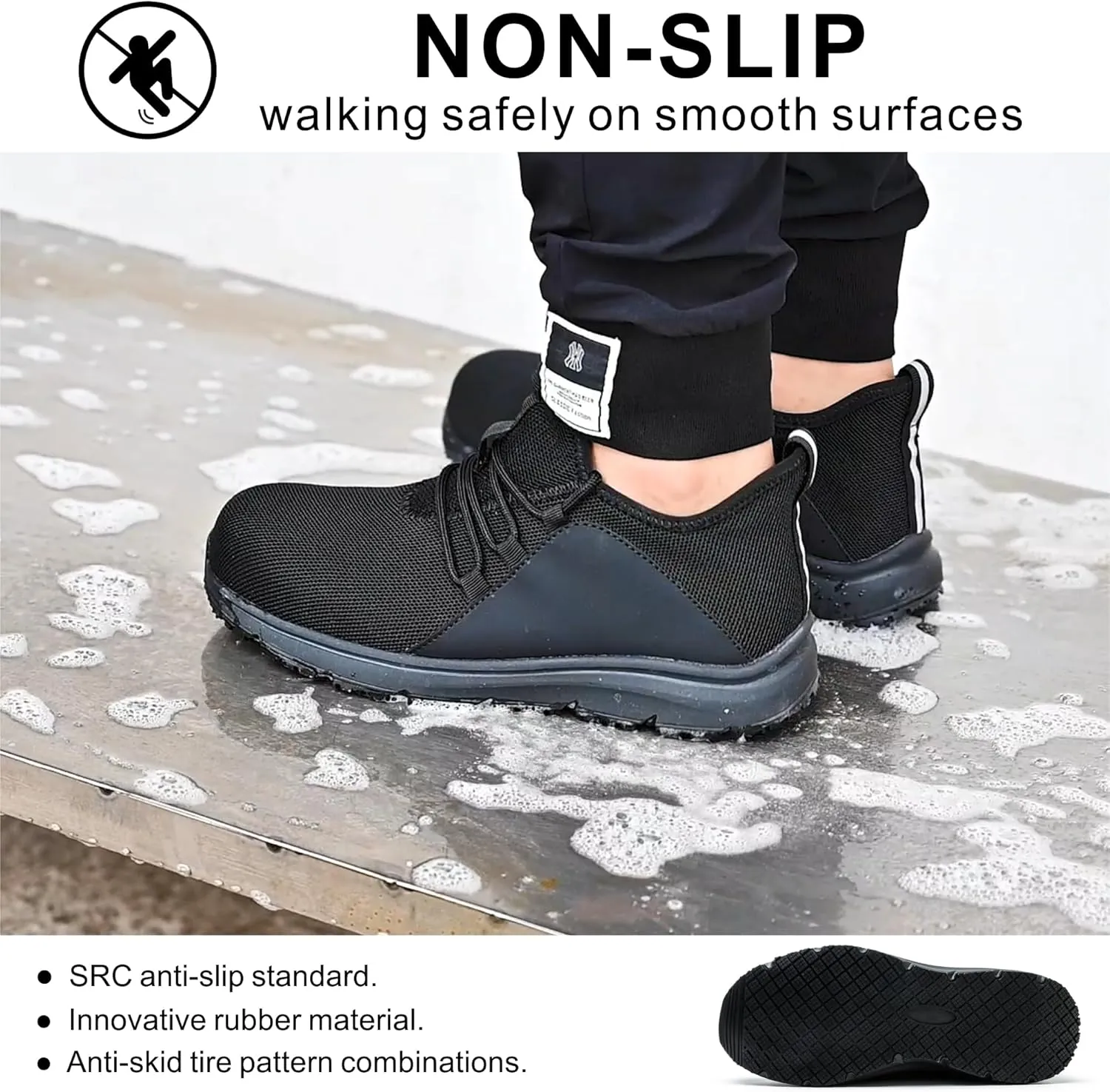Steel Toe Non Slip Work Shoes for Men Women丨Waterproof Lightweight Safety Sneakers