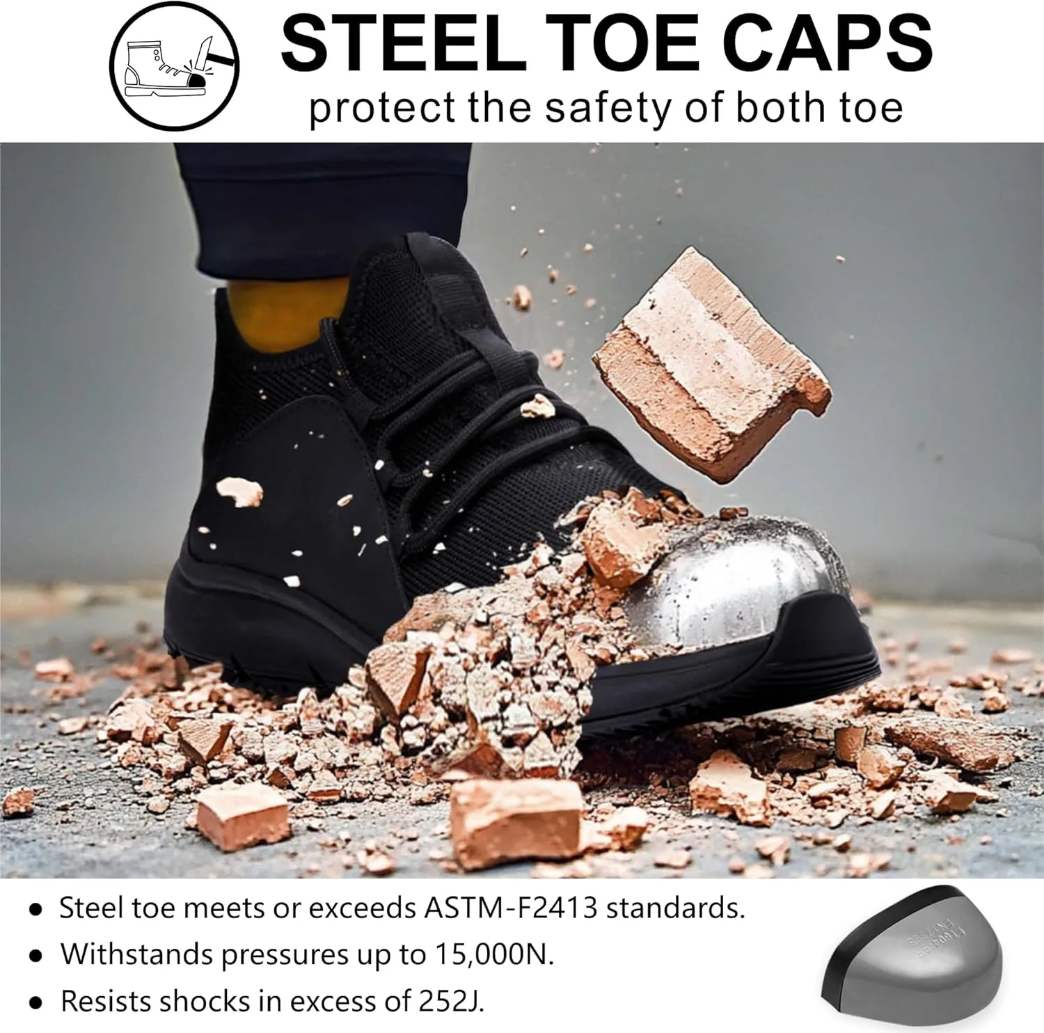 Steel Toe Non Slip Work Shoes for Men Women丨Waterproof Lightweight Safety Sneakers