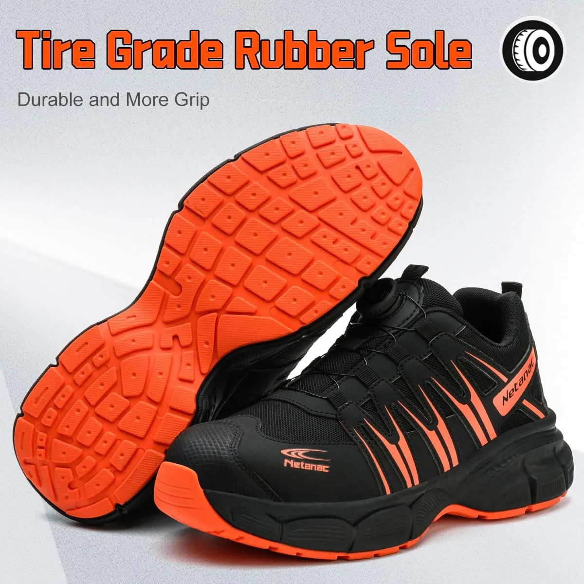 Steel Toe Shoes for Men Women, Comfortable Breathable Safety Sneakers, Lightweight Wide Work Shoes with Durable Soft Sole
