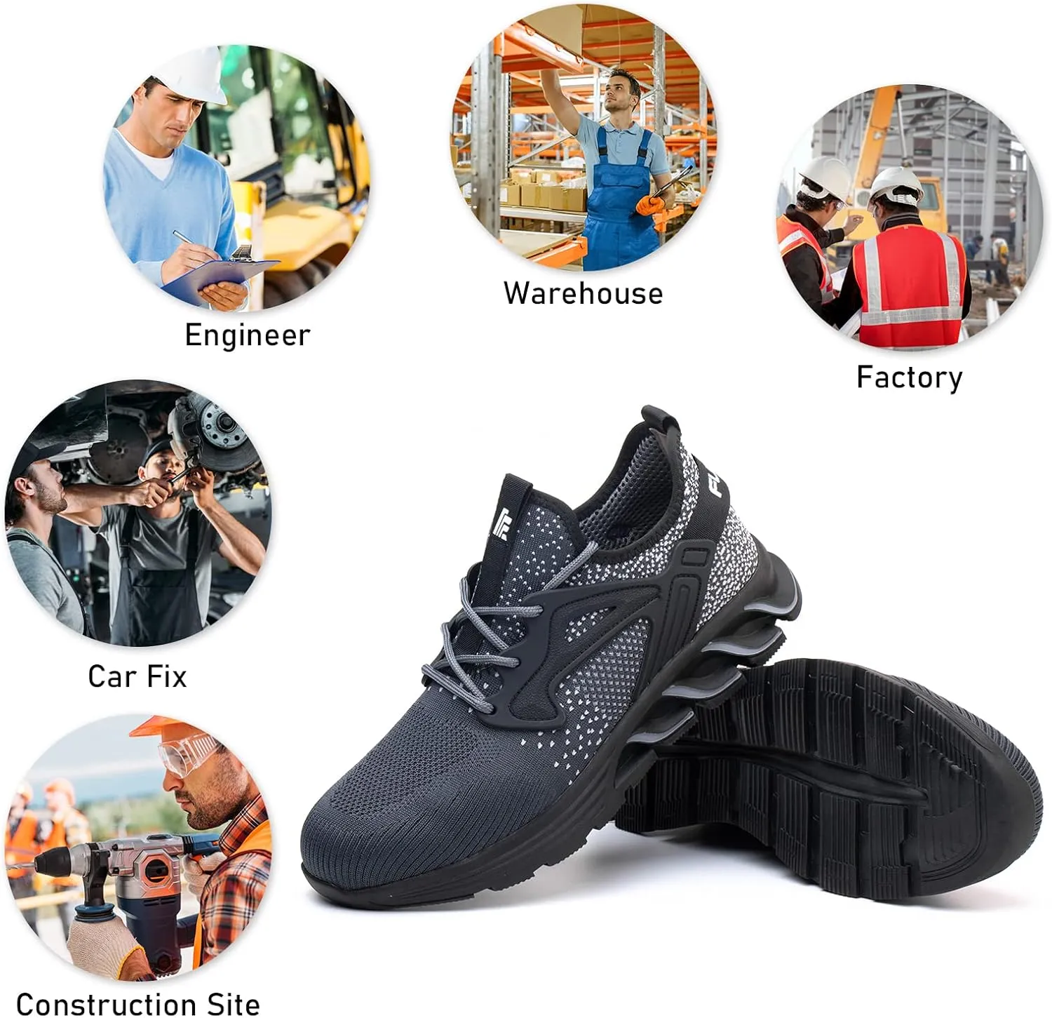 Steel Toe Shoes for Men Work Women Lightweight Air Cushion Sneakers Slip Resistant Safety Work Boots Indestructible Shoes