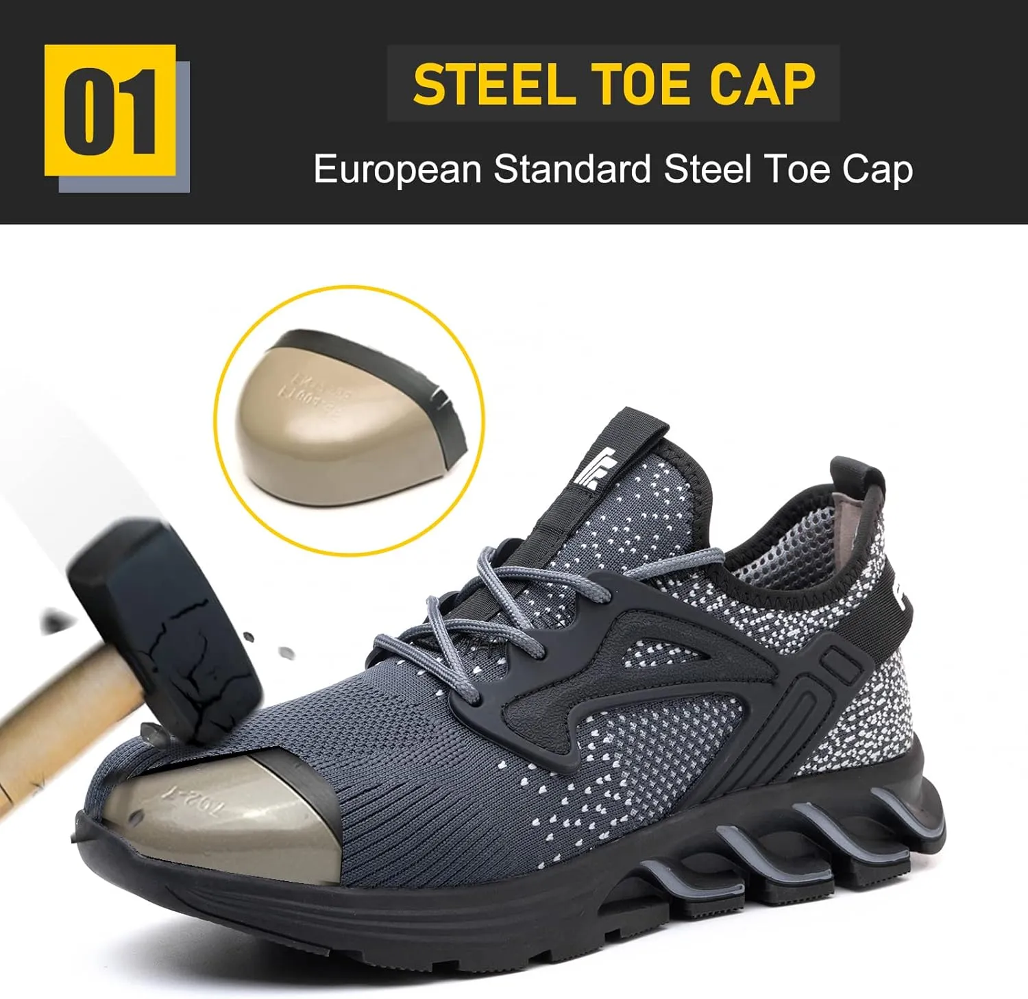 Steel Toe Shoes for Men Work Women Lightweight Air Cushion Sneakers Slip Resistant Safety Work Boots Indestructible Shoes