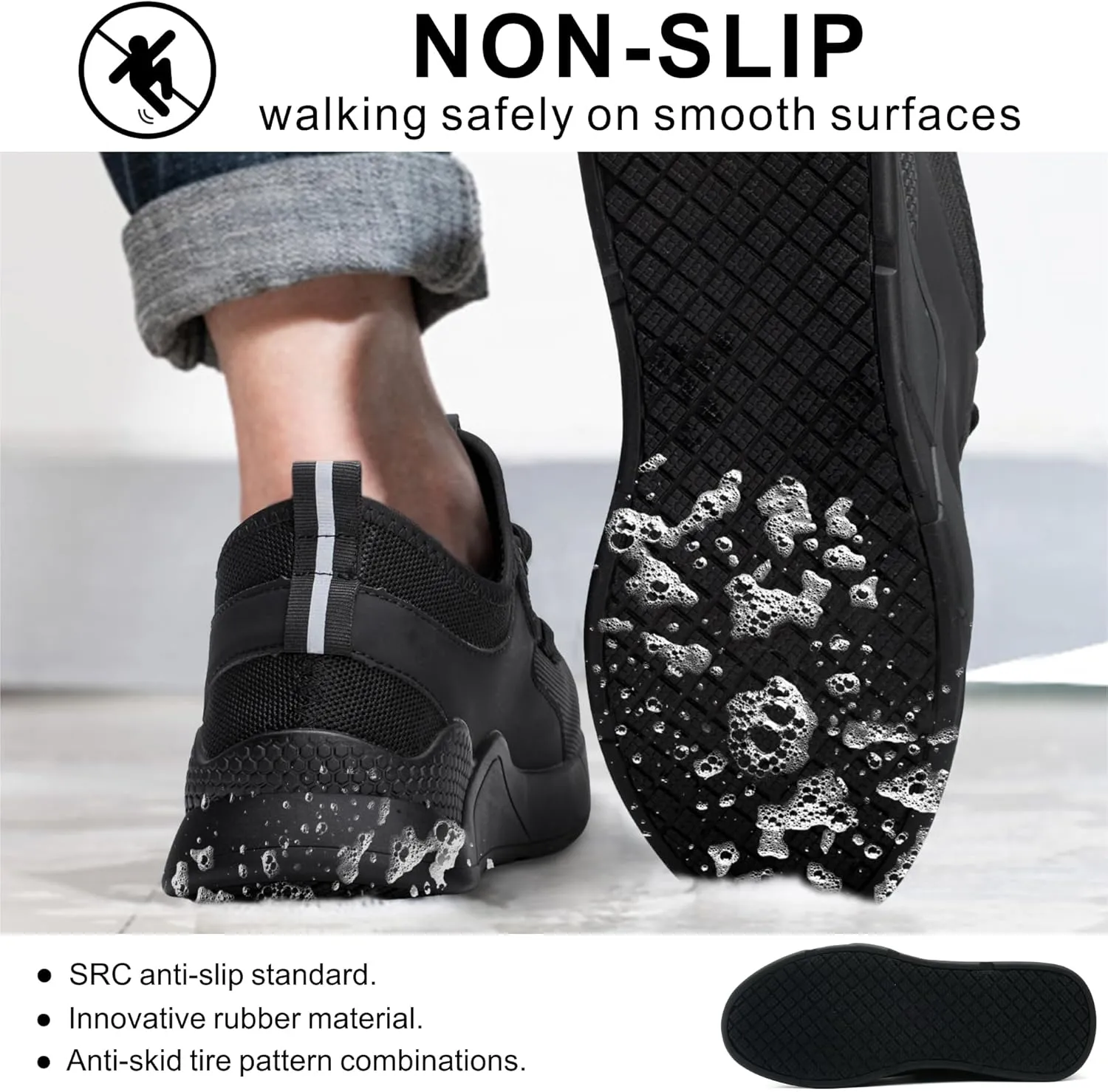 Steel Toe Work Shoes for Men Women丨Non Slip Waterproof Safety Sneakers