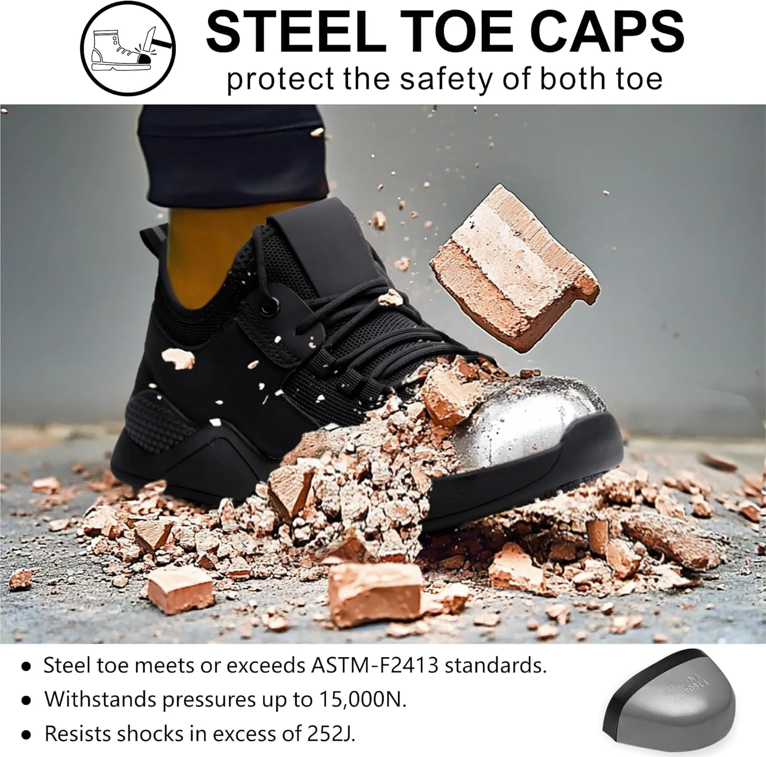 Steel Toe Work Shoes for Men Women丨Non Slip Waterproof Safety Sneakers