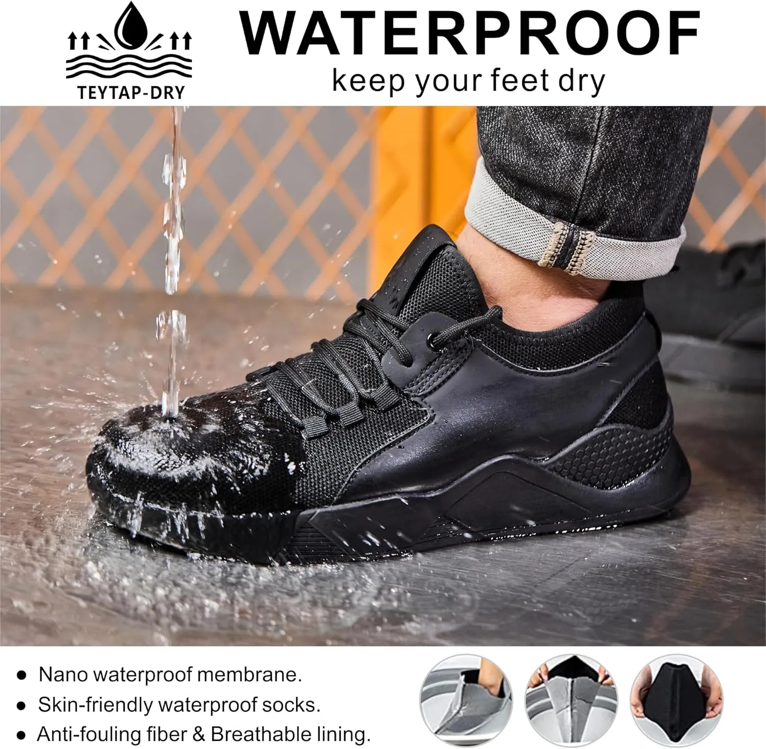 Steel Toe Work Shoes for Men Women丨Non Slip Waterproof Safety Sneakers