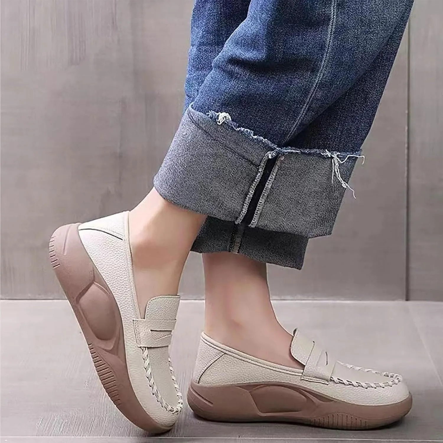 StoneLiquid Biscalo Loafers, Soft-Soled Pure Cowhide Corrective Loafers for Women Corrective Loafers