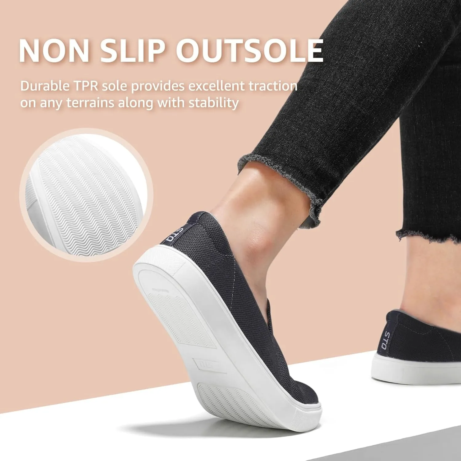 STQ Slip on Shoes for Women Breathable Fashion Sneakers Comfortable Knit Casual Shoes