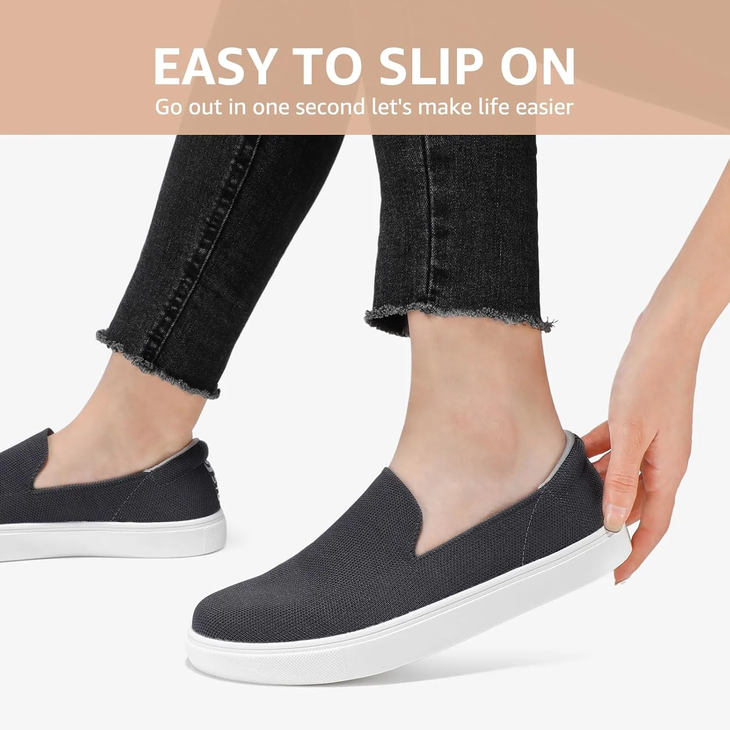 STQ Slip on Shoes for Women Breathable Fashion Sneakers Comfortable Knit Casual Shoes