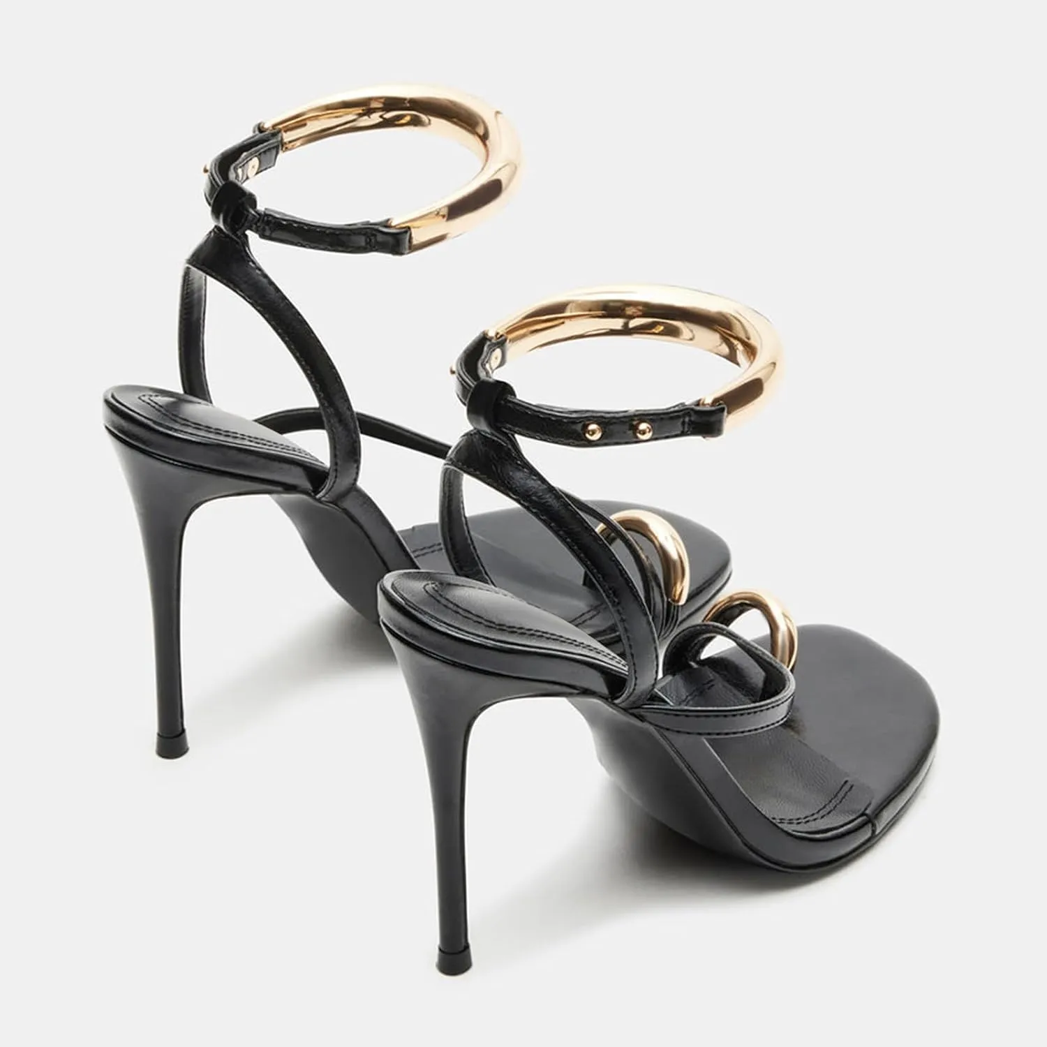Strappy Heels for Women Toe Ring Sandals Slingback Stiletto Heels Summer Dressy Open Round Toe Heeled Sandals