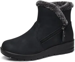 SWQZVT Winter Ankle Boots for Women: Waterproof Snow Boots for Women Black Warm Insulated Comfortable Dressy Booties