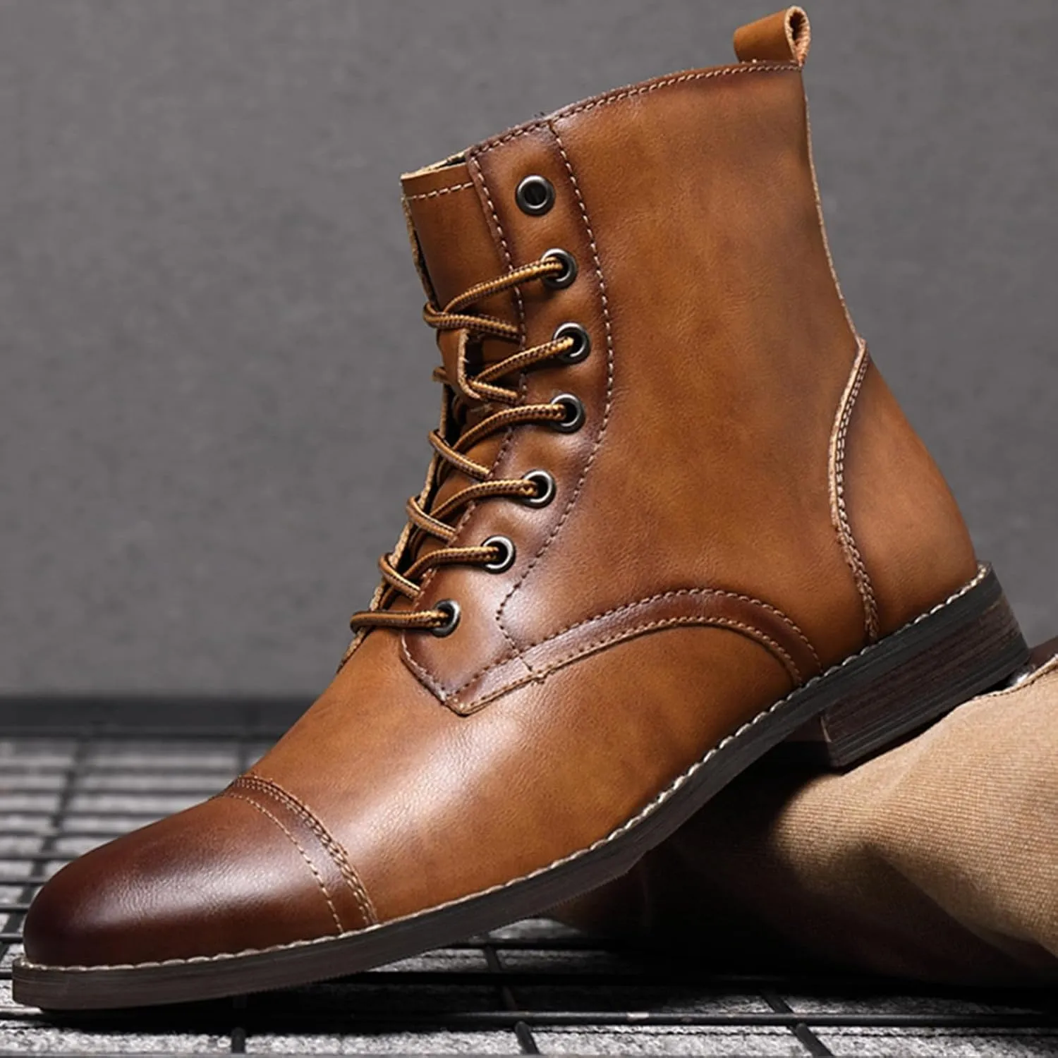 SywzX&xfybz Men's Cowhide Chelsea Ankle Boots Men's Lace-up Boot